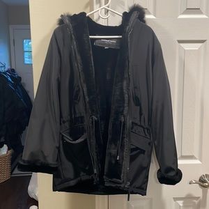 ANDREW MARC - black waterproof fur lined coat